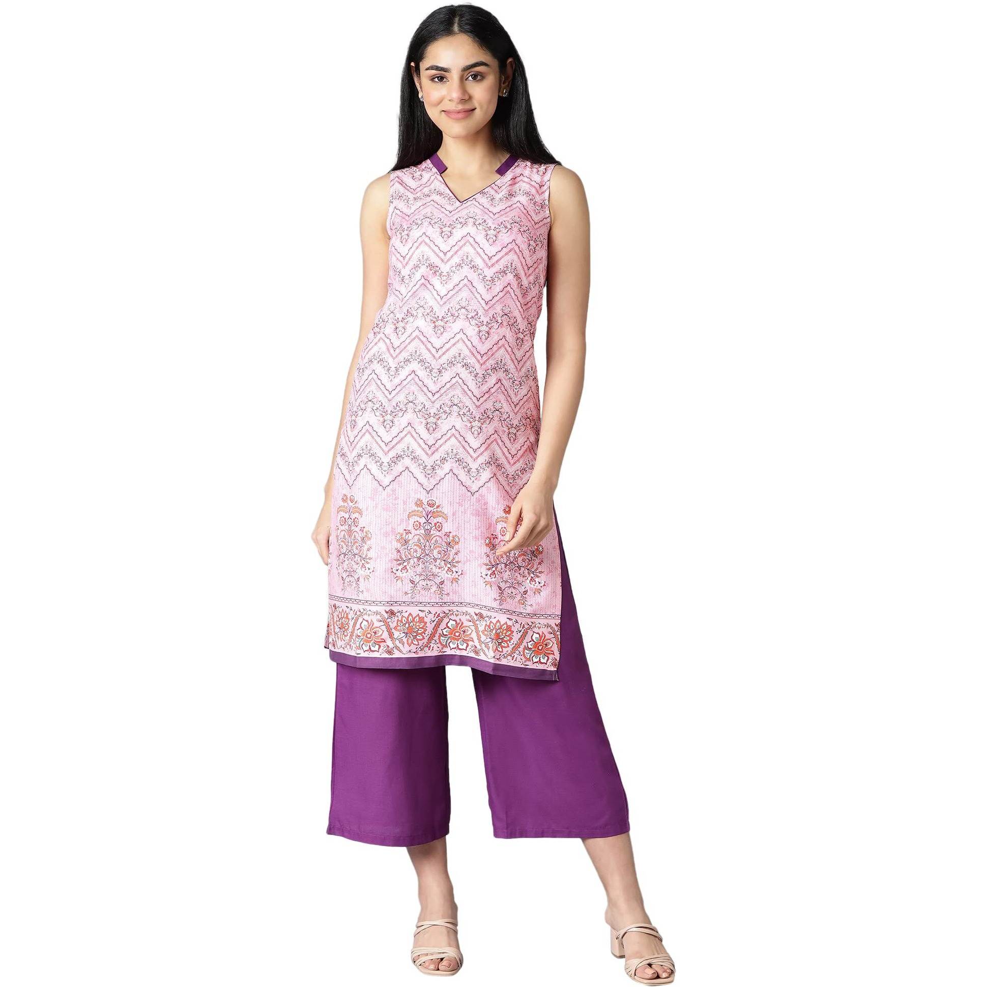 Aurelia Women's Viscose Kurta & Palazzo (22Onas13023-505115_Lavender_Xs)