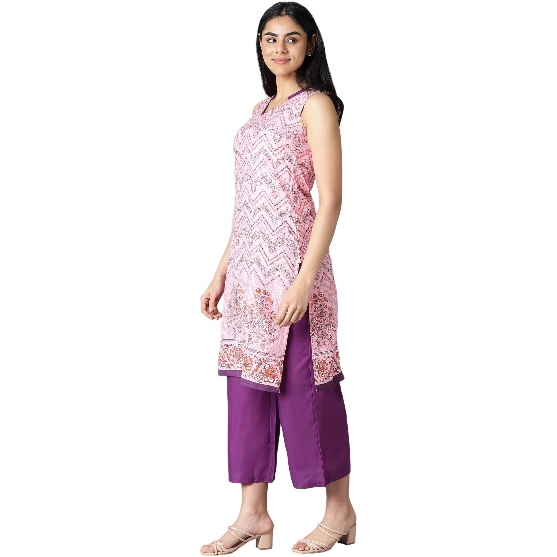 Aurelia Women's Viscose Kurta & Palazzo (22Onas13023-505115_Lavender_Xs)