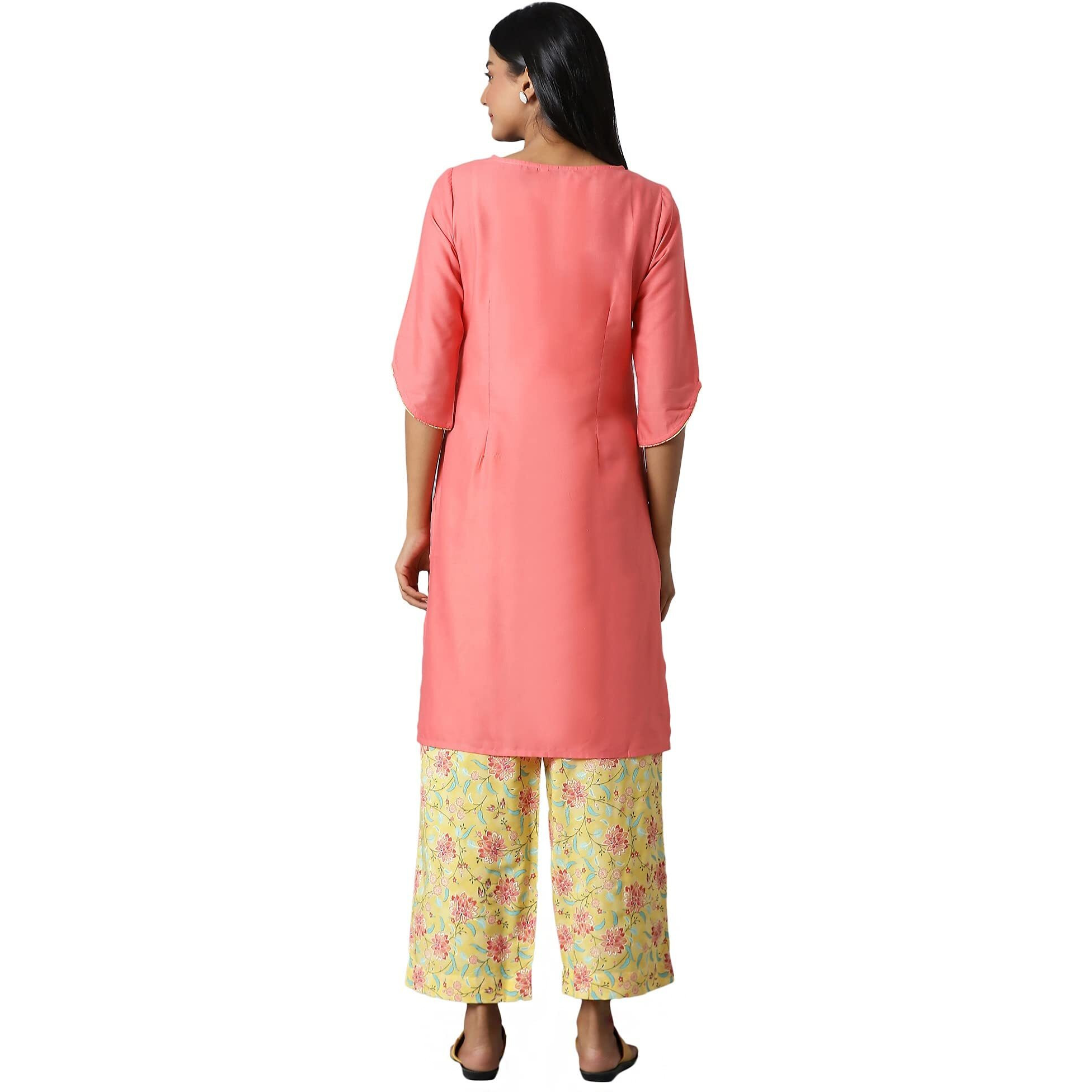 Aurelia Women's Cotton Blend Kurta & Culotte (22Onas13027-603833_Peach_M)