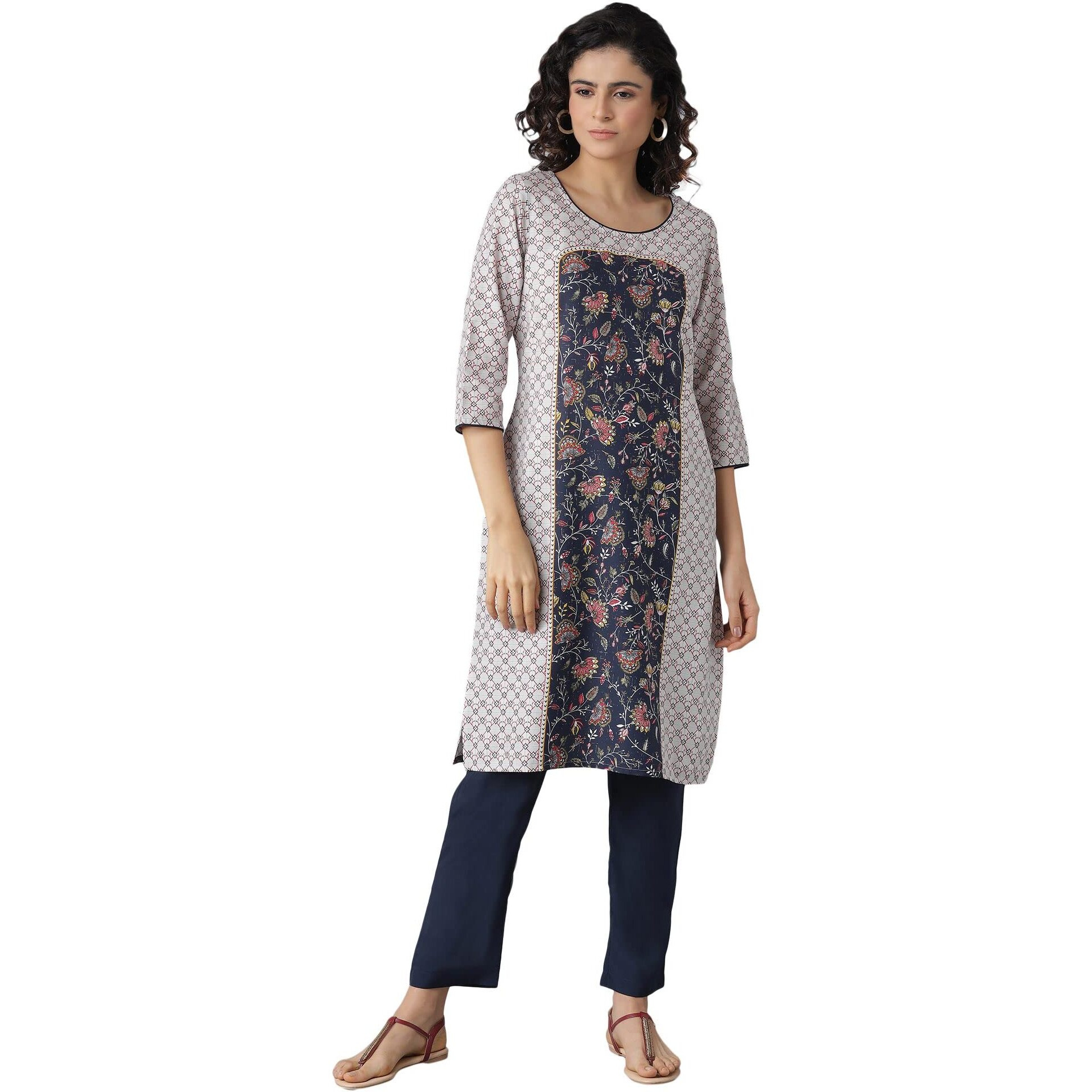 Aurelia Women's Viscose Kurta & Trouser (22Onas13031-505131_Grey_L)