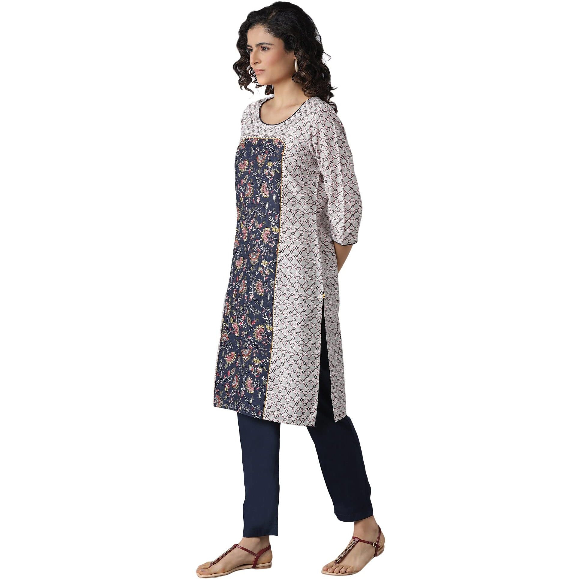 Aurelia Women's Viscose Kurta & Trouser (22Onas13031-505131_Grey_L)