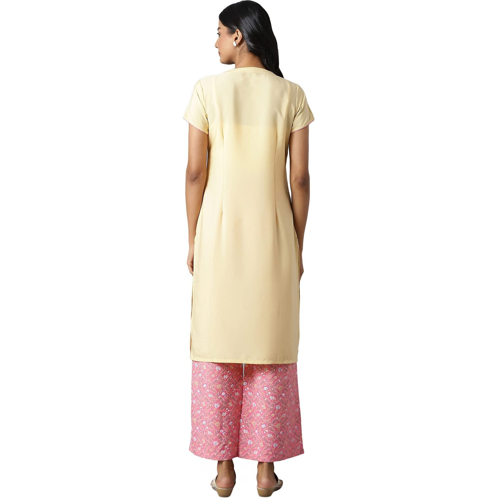 Aurelia Women's Polyester Kurta & Palazzo (22Onas13033-603843_Yellow_Xs)