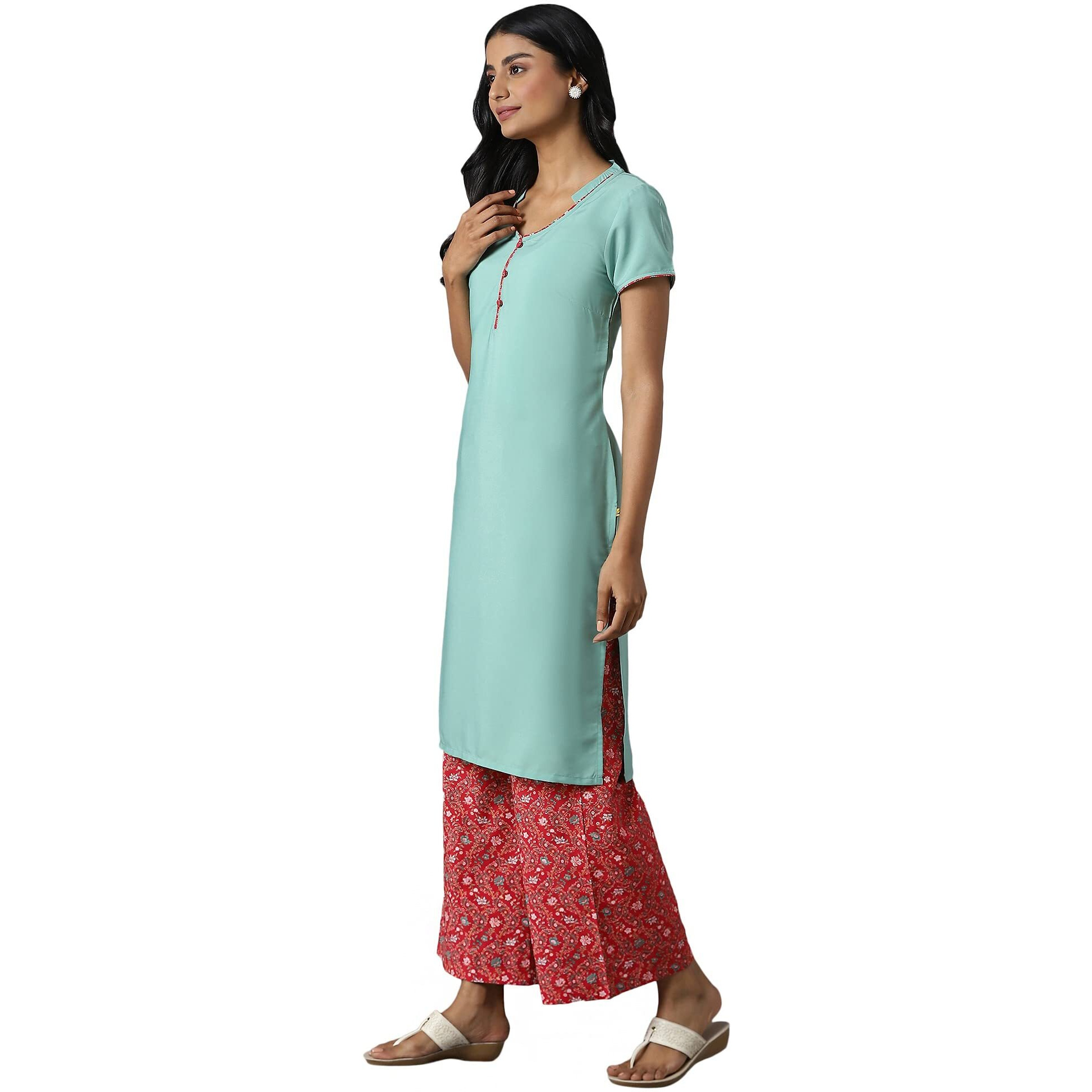 Aurelia Women's Polyester Kurta & Palazzo (22Onas13033-603844_Green_2Xl)
