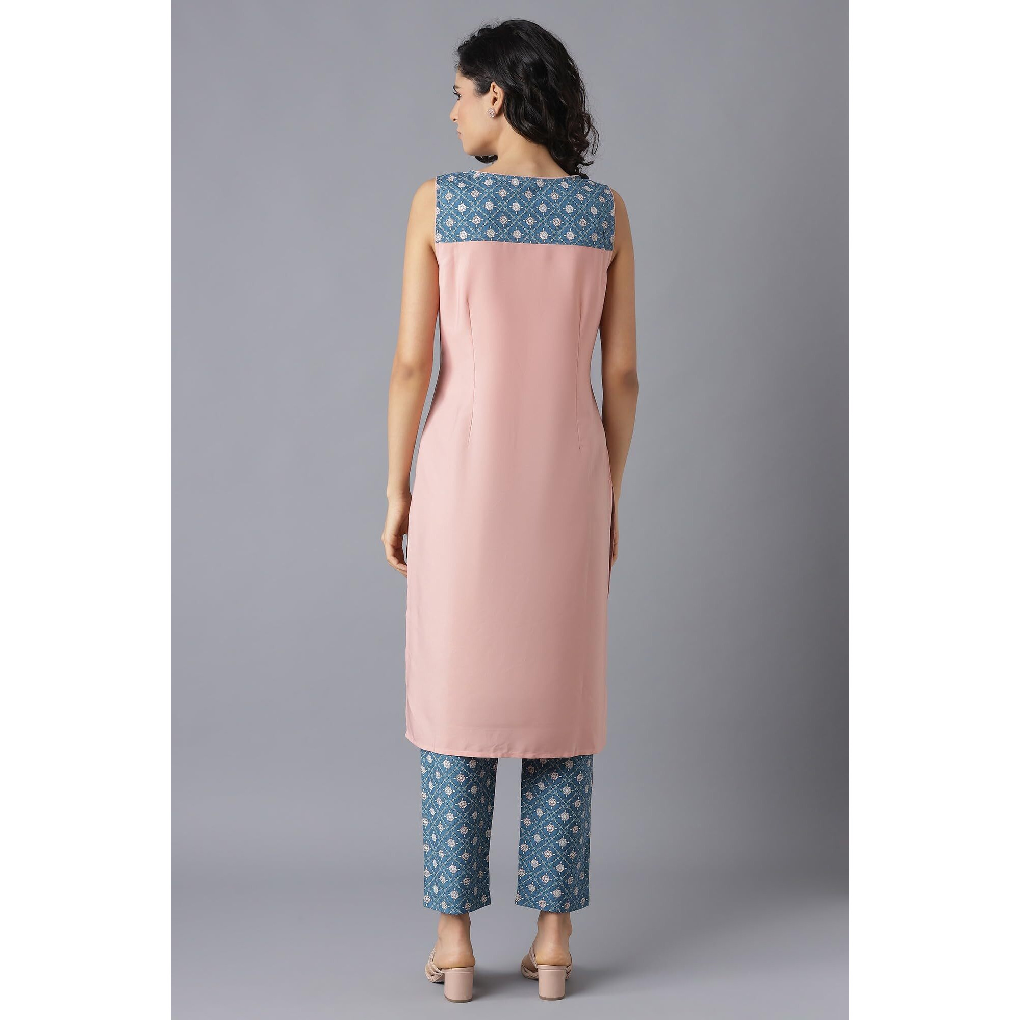 Aurelia Women's Polyester Kurta & Trouser (22Onas13035-603845_Peach_L)