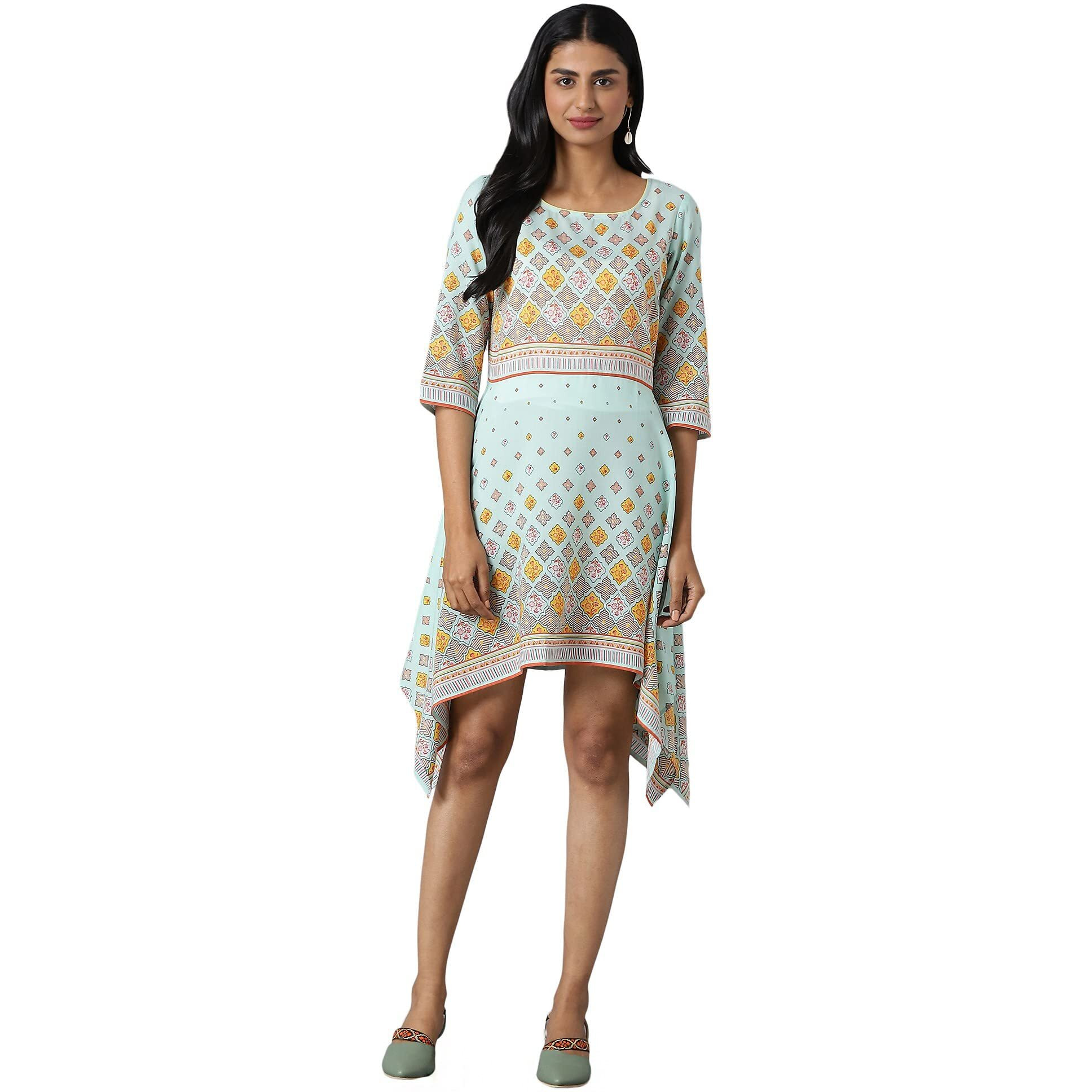 Aurelia Women's Polyester Fit And Flare Ankle Length Casual Dress (22Ona13063-505143_Green_L)