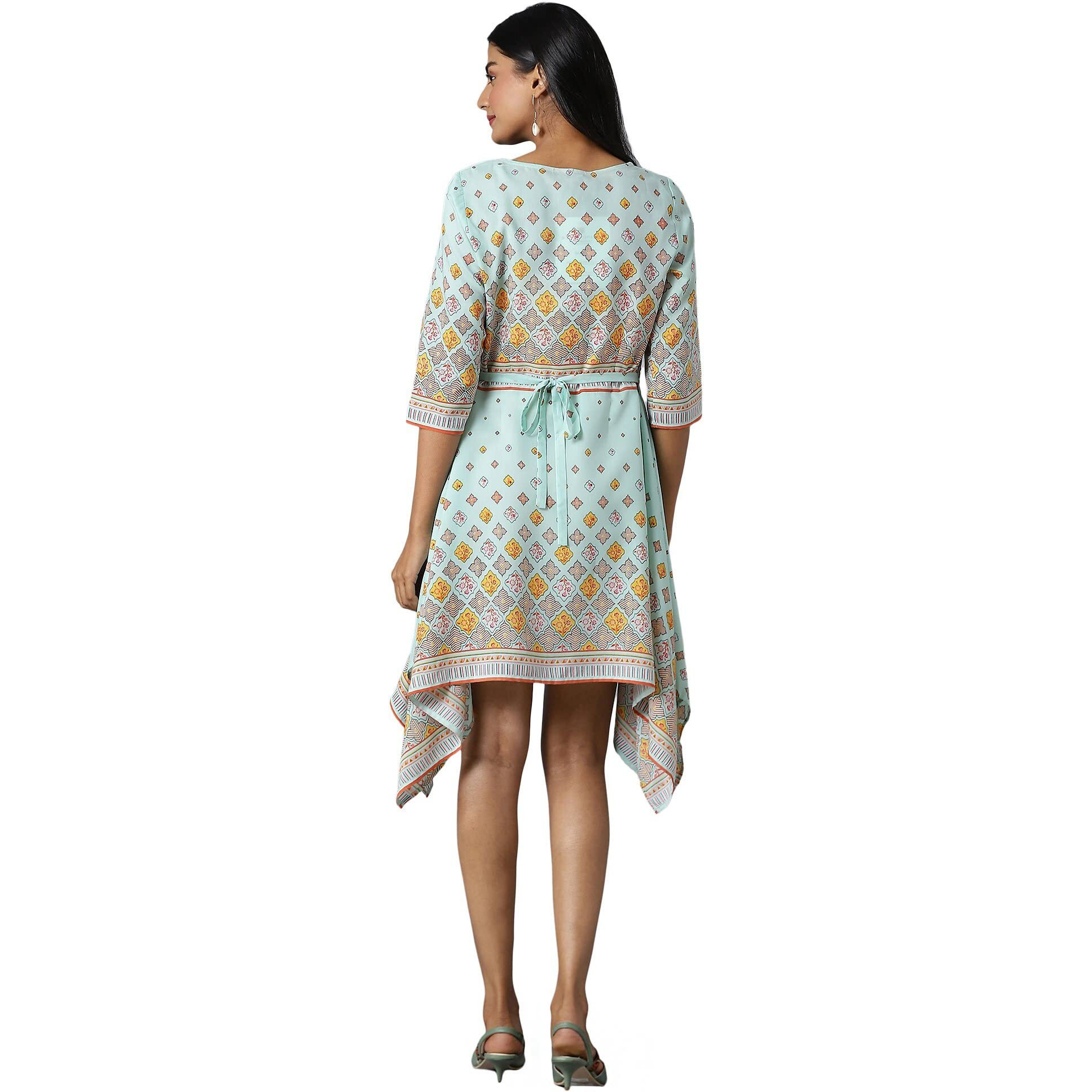 Aurelia Women's Polyester Fit And Flare Ankle Length Casual Dress (22Ona13063-505143_Green_L)