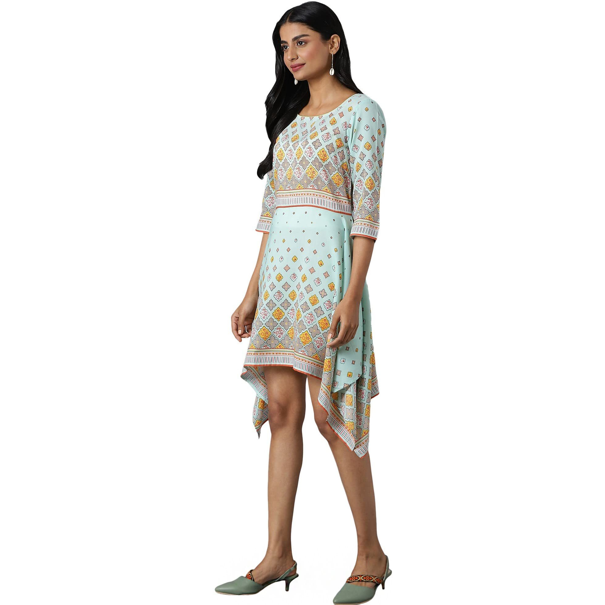 Aurelia Women's Polyester Fit And Flare Ankle Length Casual Dress (22Ona13063-505143_Green_L)