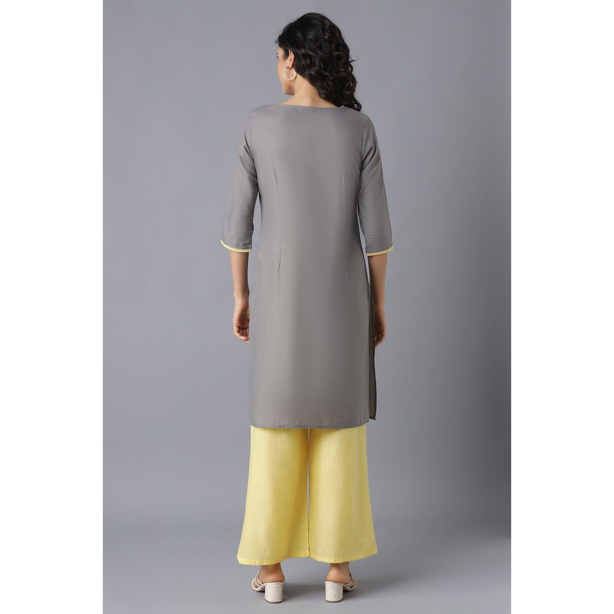 Aurelia Women's Cotton Blend Kurta & Palazzo (22Onas13039-603852_Grey_L)