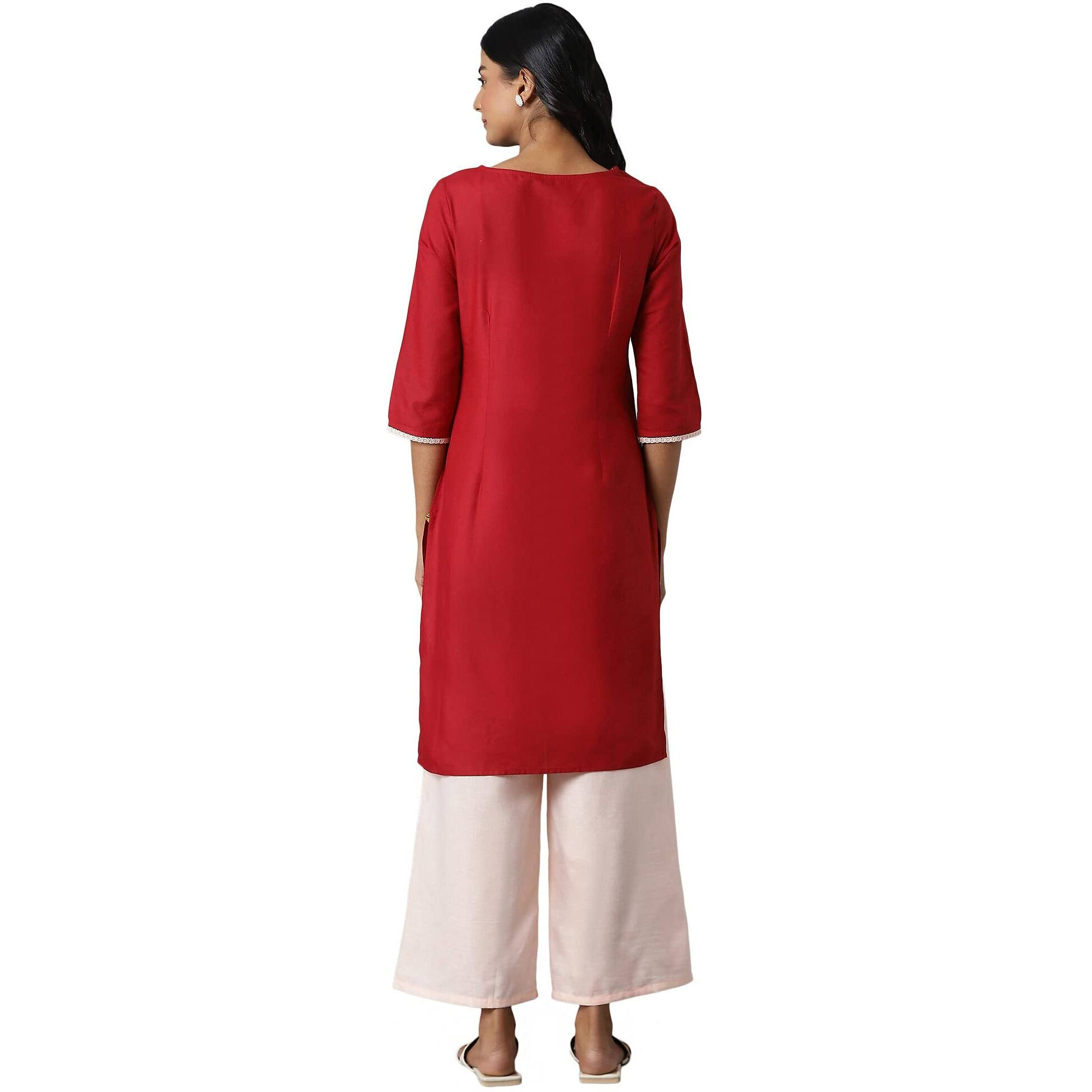 Aurelia Women's Cotton Blend Kurta & Palazzo (22Onas13039-603854_Maroon_M)