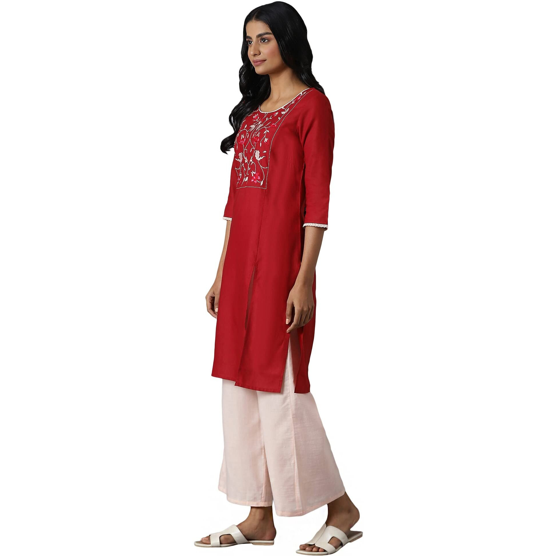 Aurelia Women's Cotton Blend Kurta & Palazzo (22Onas13039-603854_Maroon_M)