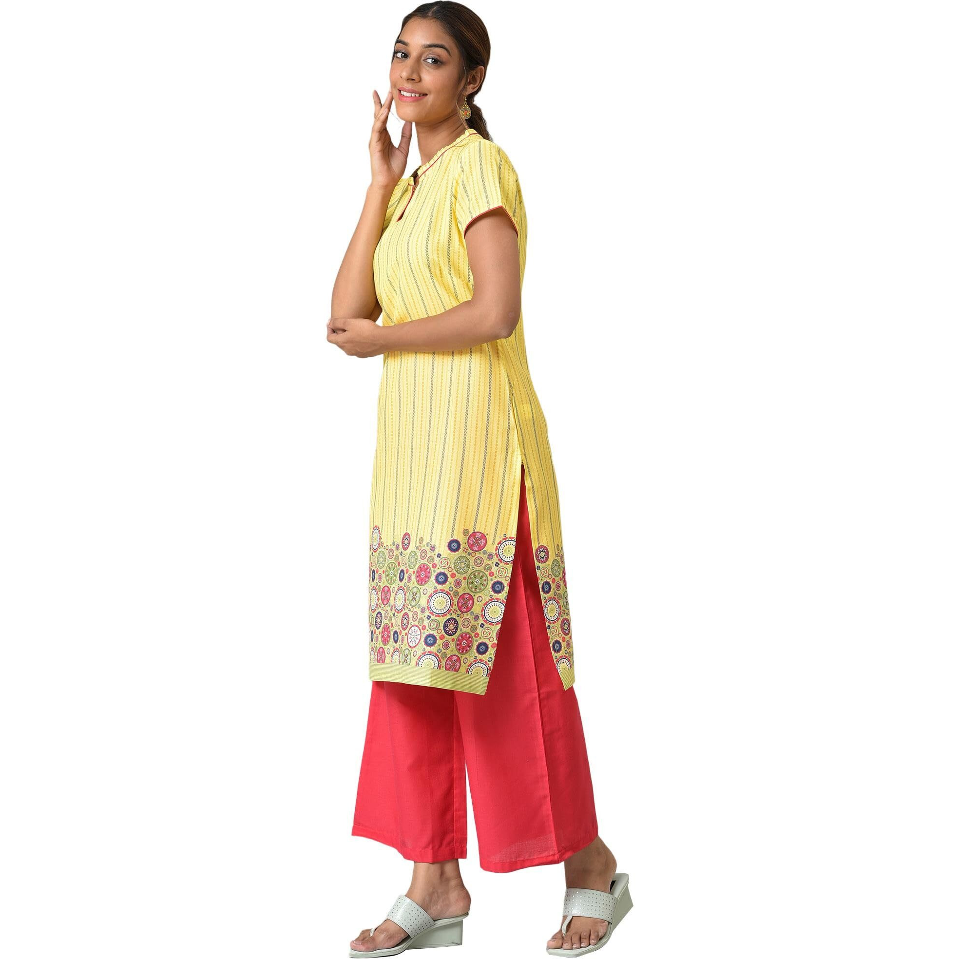 Aurelia Women Printed Rayon Kurta Set With Palazzos_22Onas13248-505331_Xxl