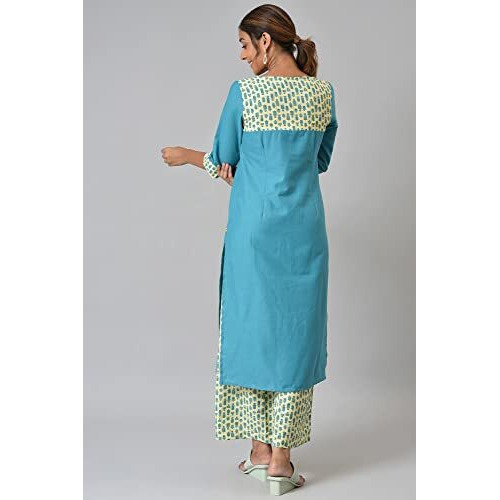 Aurelia Women's Cotton Kurta & Palazzo (22Onas13076-604044_Blue