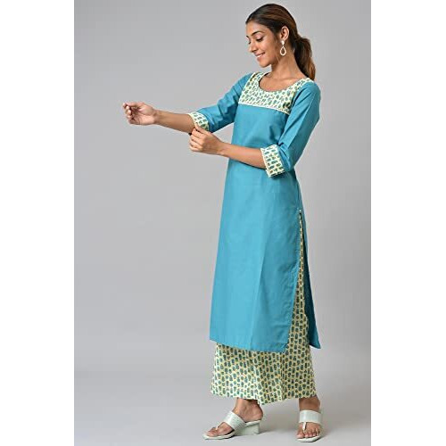 Aurelia Women's Cotton Kurta & Palazzo (22Onas13076-604044_Blue