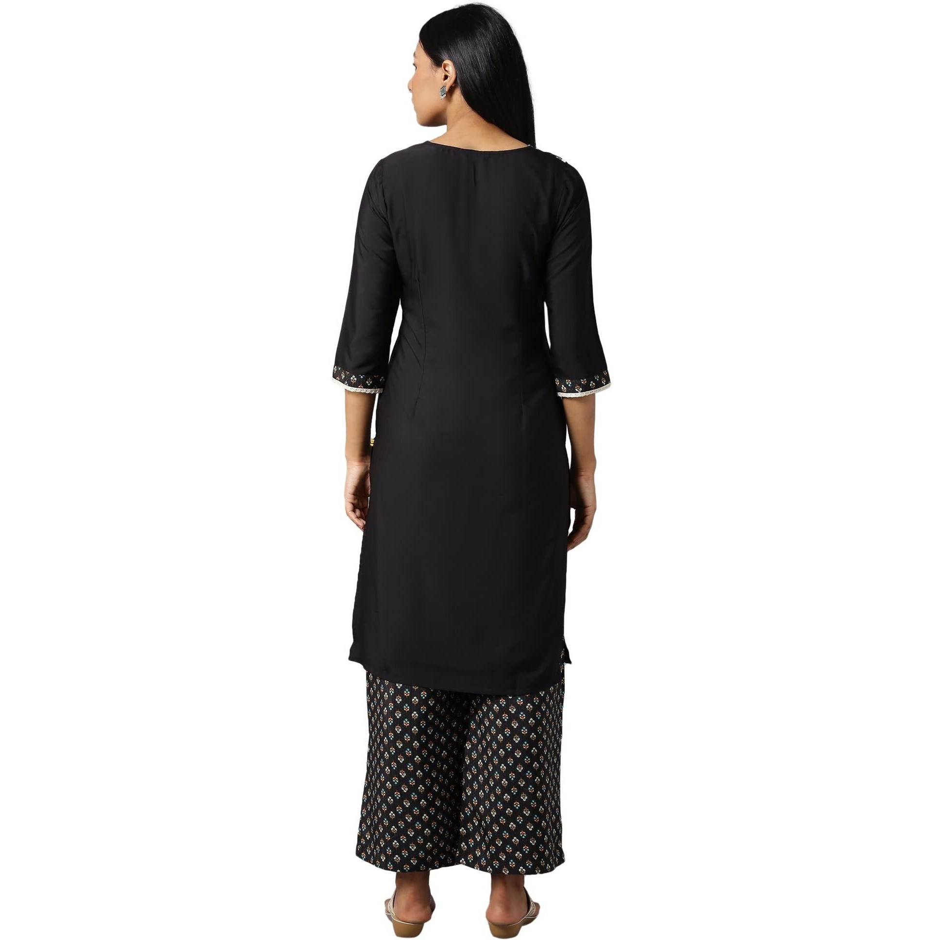 Aure Collection By Aurelia Charcoal Black Ethnic Kurta And Palazzo Set