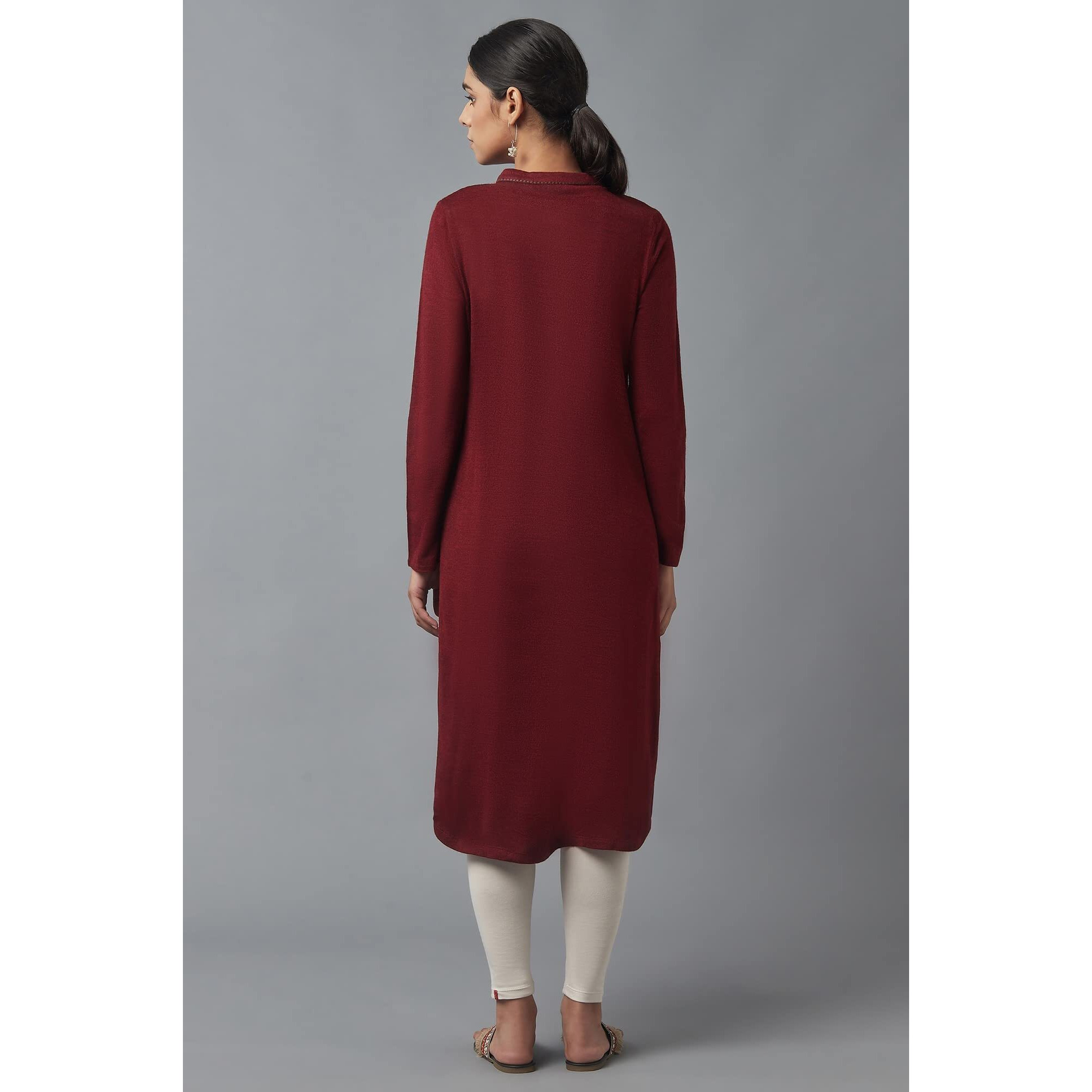 W For Woman Women's Synthetic Regular Winter Kurta (21Now12883