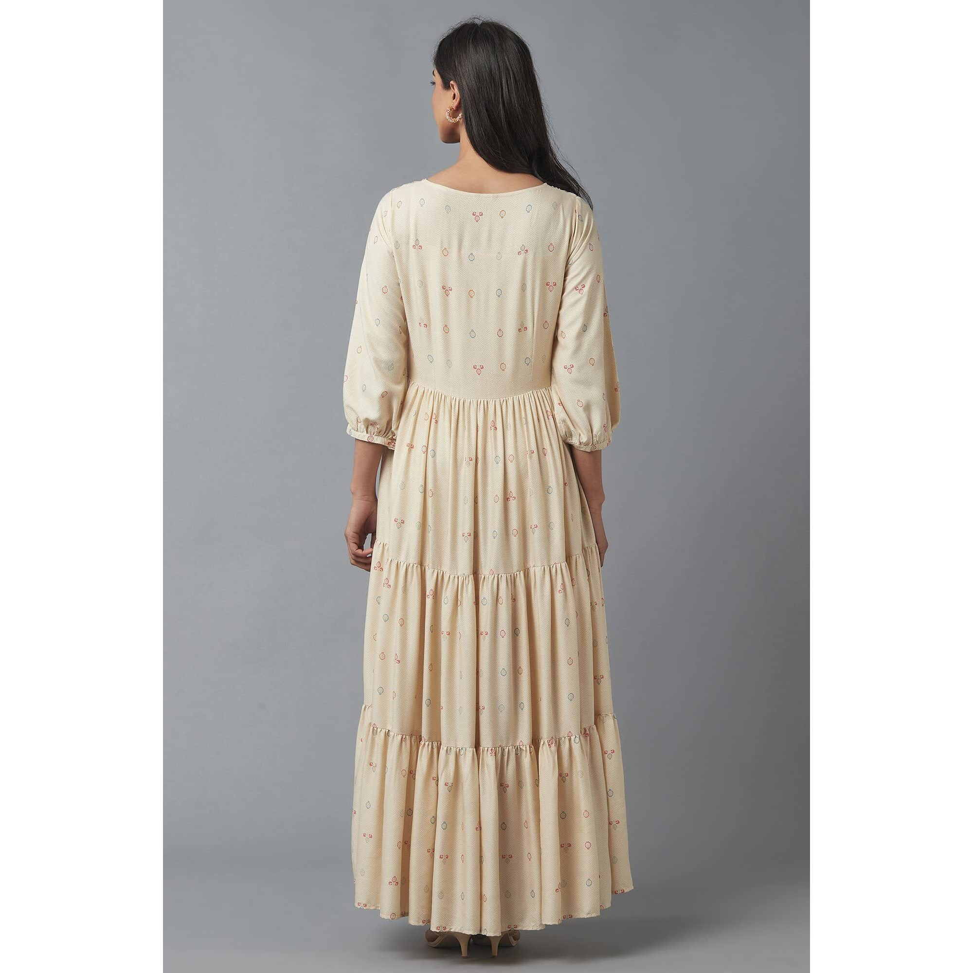 W For Woman Ecru Tiered Dress_22Few17453-116565_M