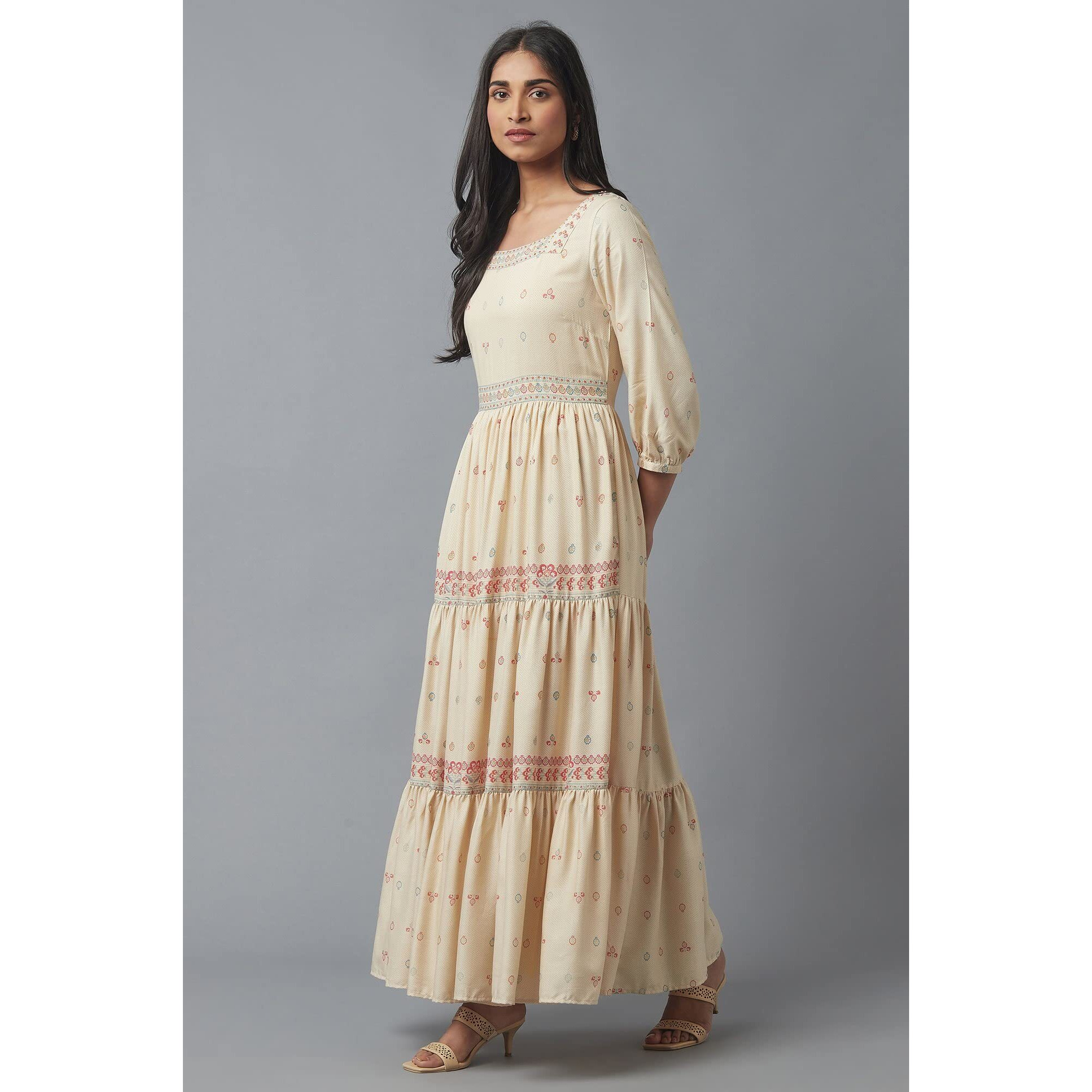 W For Woman Ecru Tiered Dress_22Few17453-116565_M