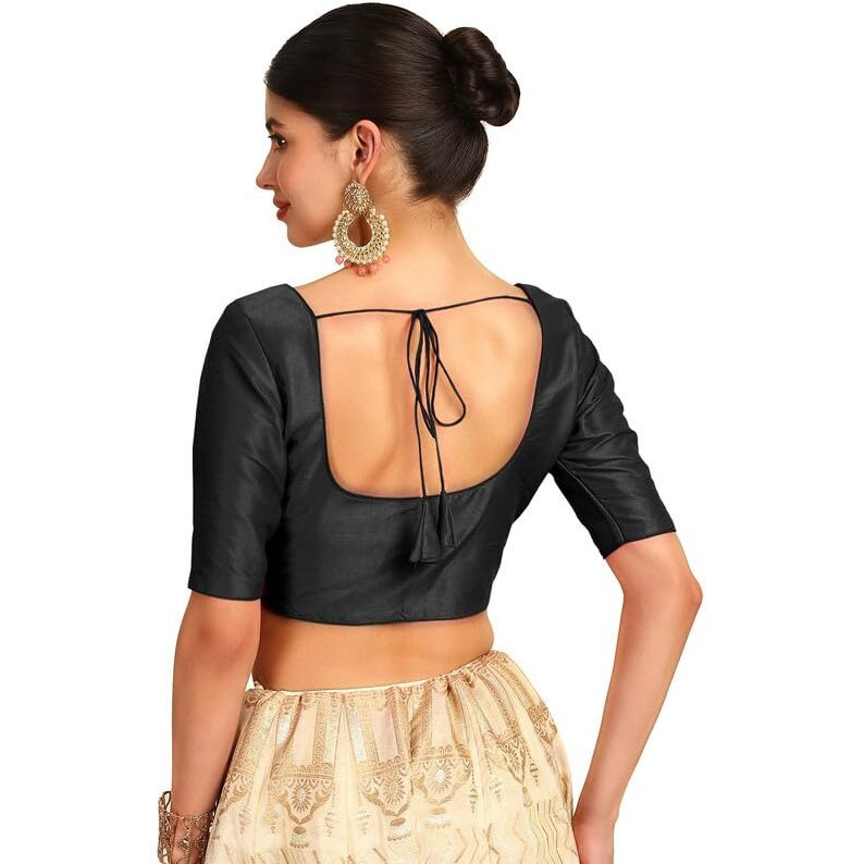 Soch Womens Black Art Silk Princessline Cut Padded Blouse
