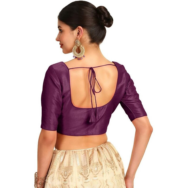 Soch Womens Wine Art Silk Princessline Cut Padded Blouse