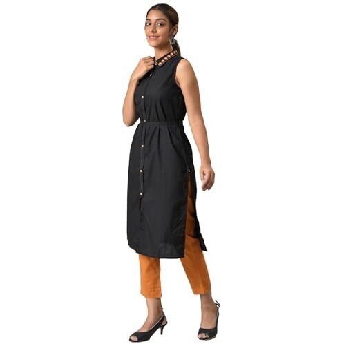 Aurelia Women's Cotton Kurta, Trouser (22Onas13273-604155_Black
