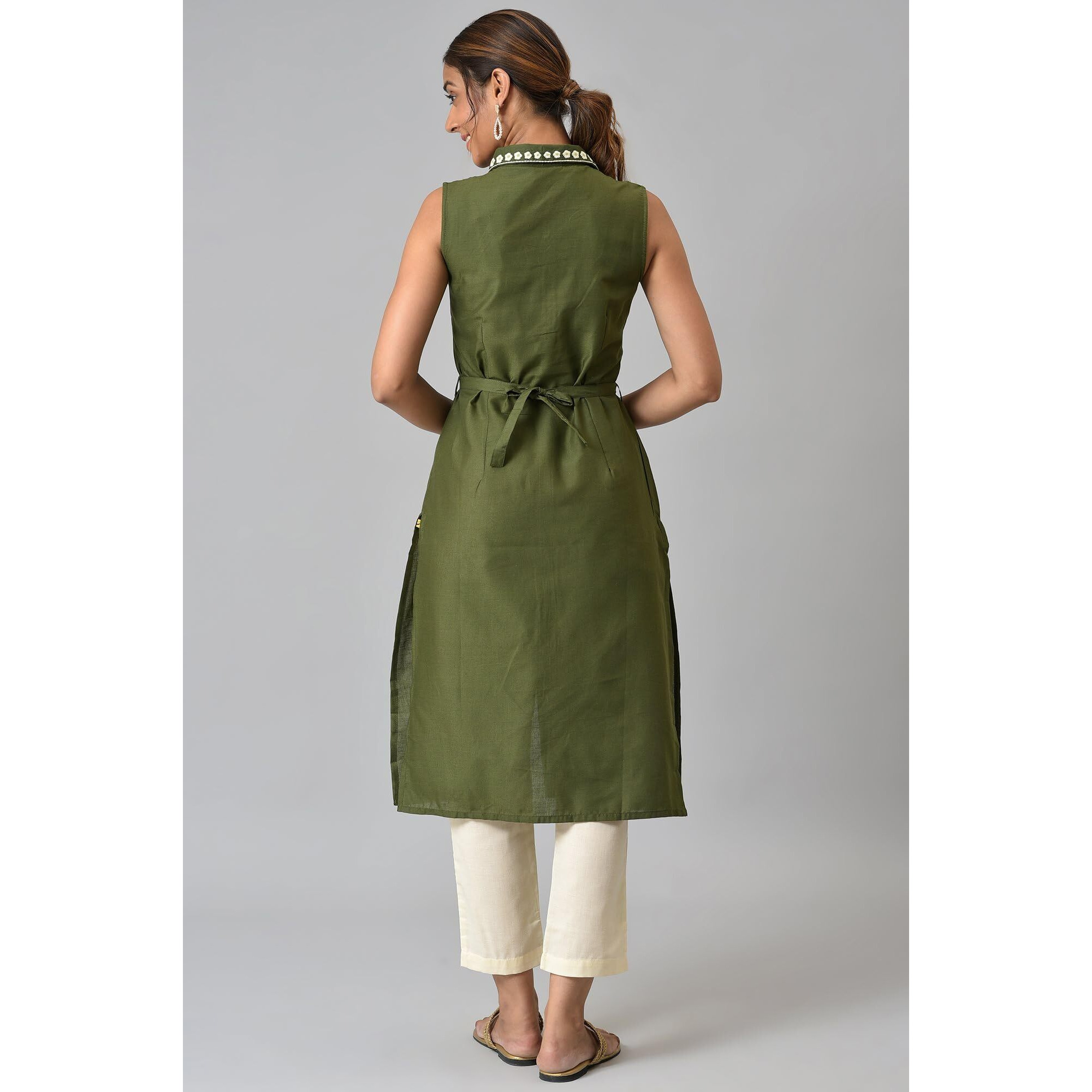 Aurelia Women's Cotton Kurta, Trouser (22Onas13273-604208_Green