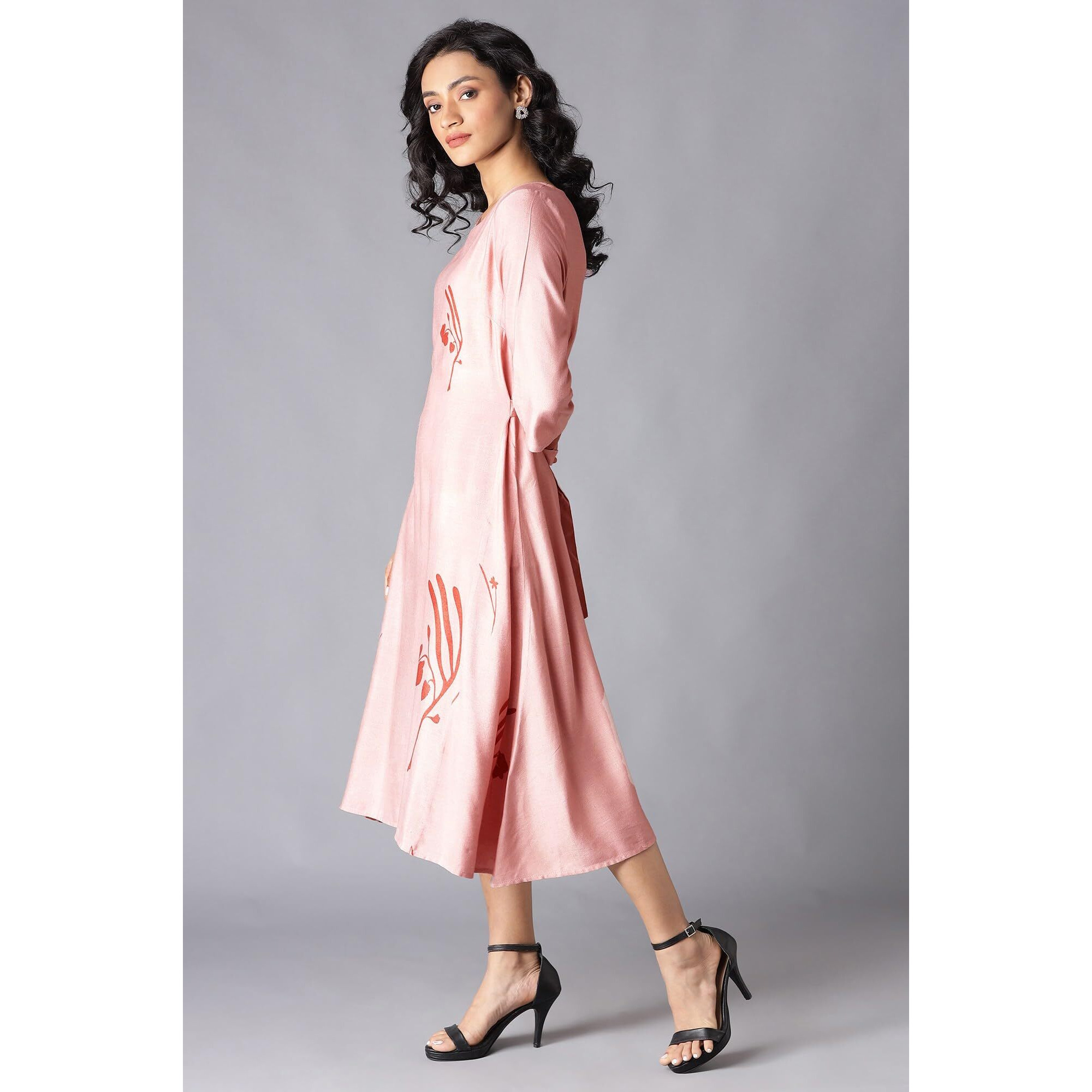W For Woman Crepe Pink A-Line Printed Kurta_22Few17339-118116_L