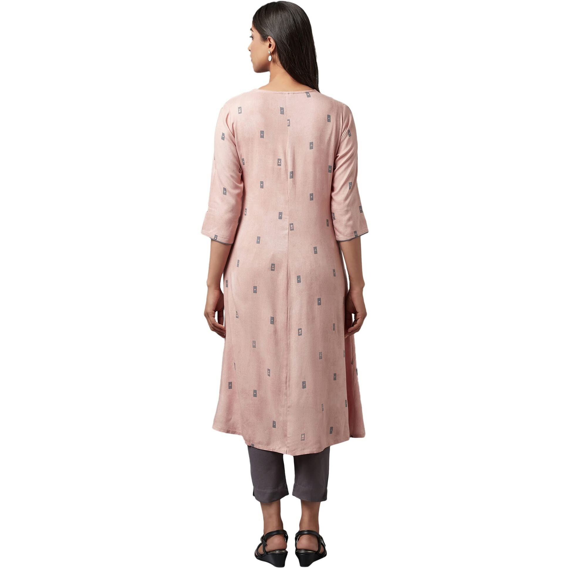 W For Woman Salmon Pink A-Line Kurta_22Few17672-118114_Xl