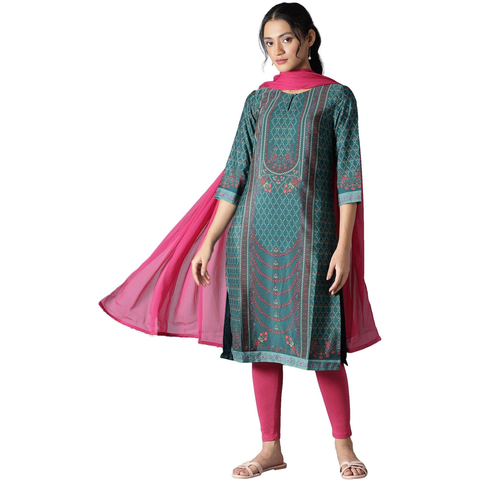 Dark Pink Chiffon Solid Dupatta