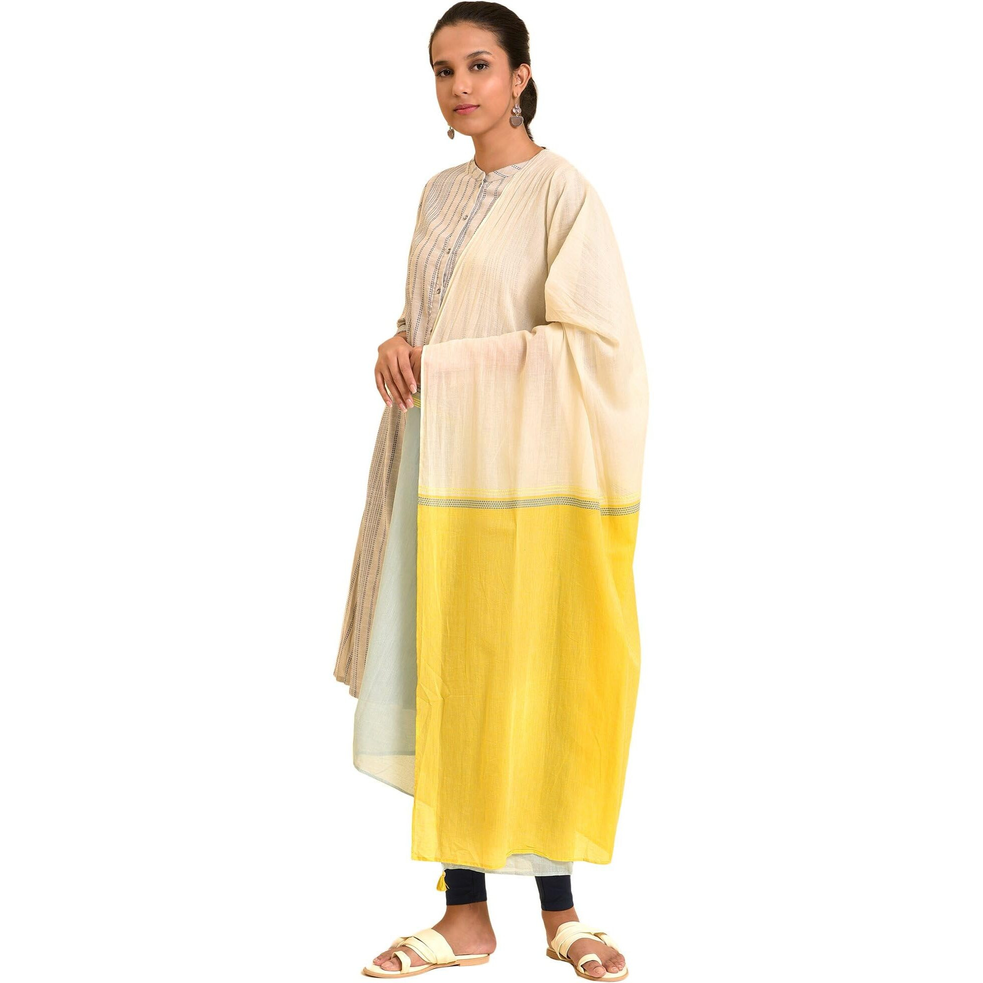W For Woman Women Cotton Soft Multicoloured Yarn-Dyed Dupatta (8907819716776_Free Size)