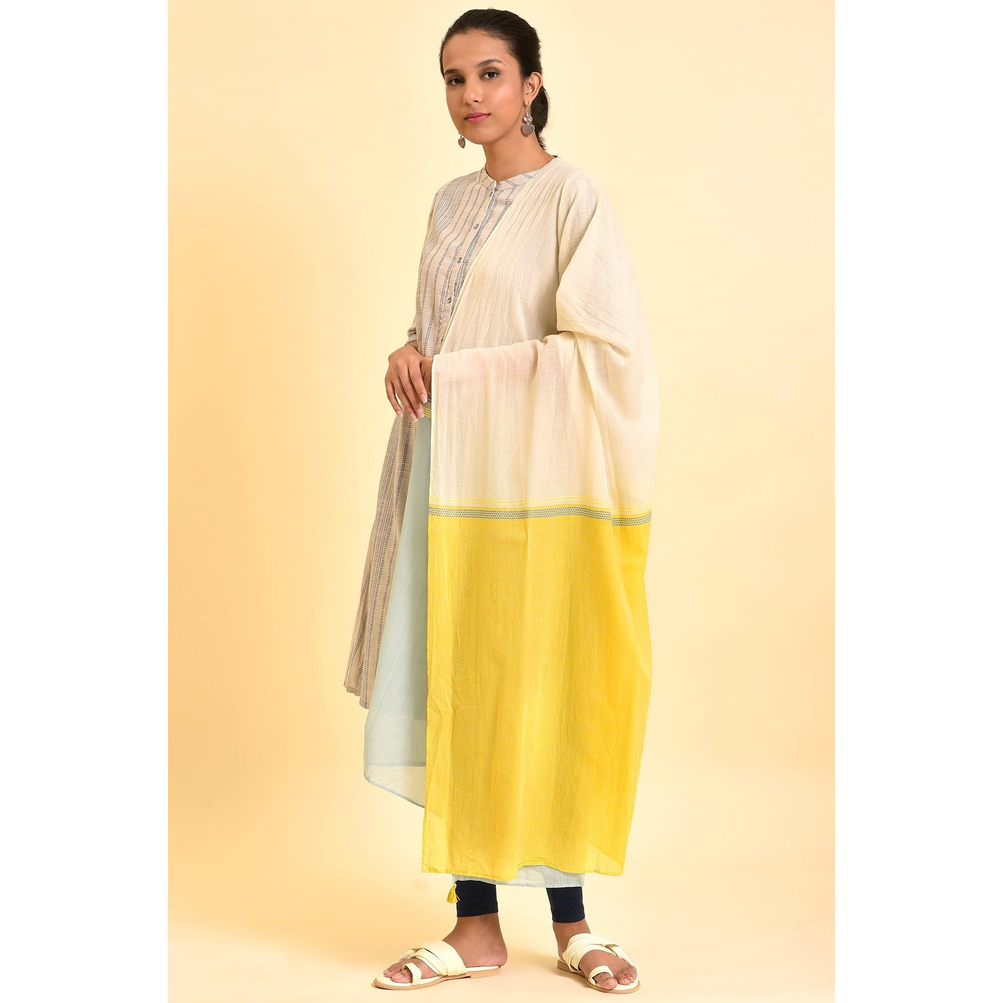 W For Woman Women Cotton Soft Multicoloured Yarn-Dyed Dupatta (8907819716776_Free Size)
