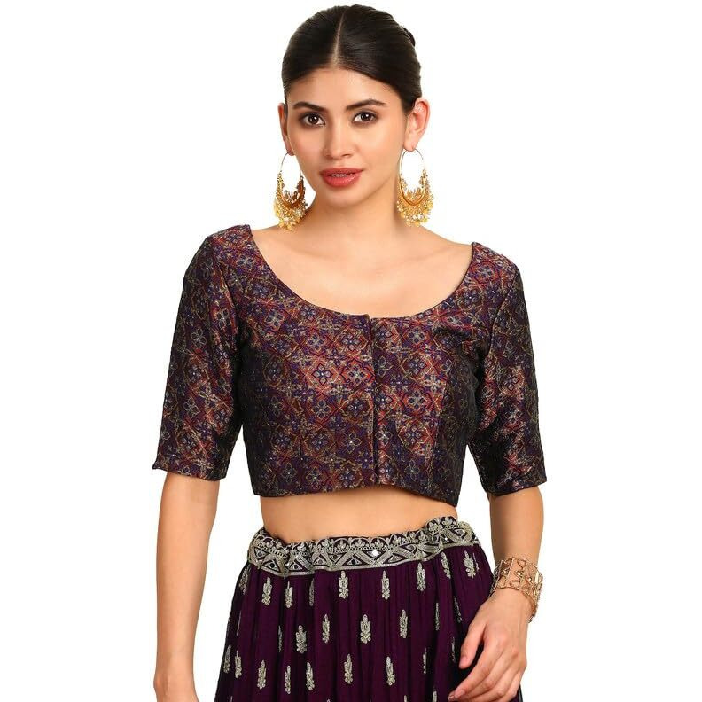 Soch Womens Maroon Woven Design Silk Blend Padded Blouse