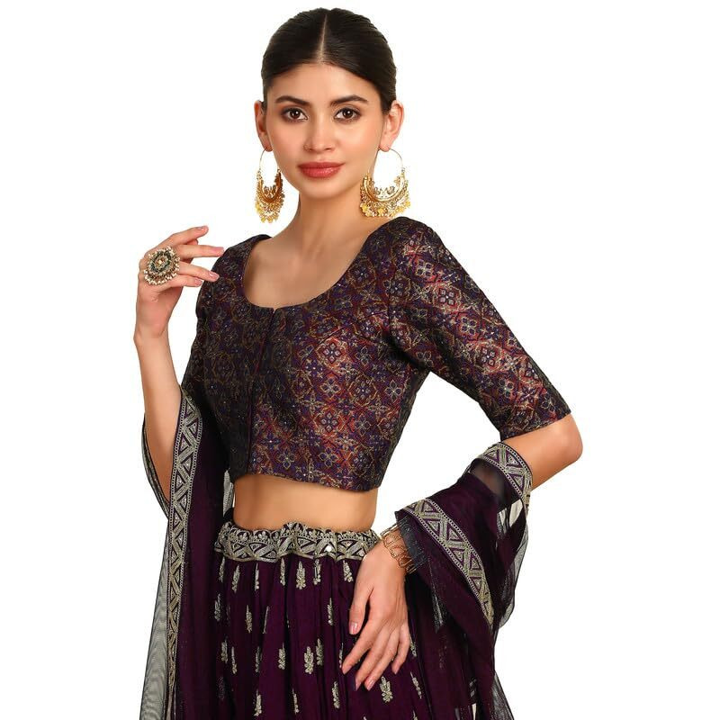 Soch Womens Maroon Woven Design Silk Blend Padded Blouse
