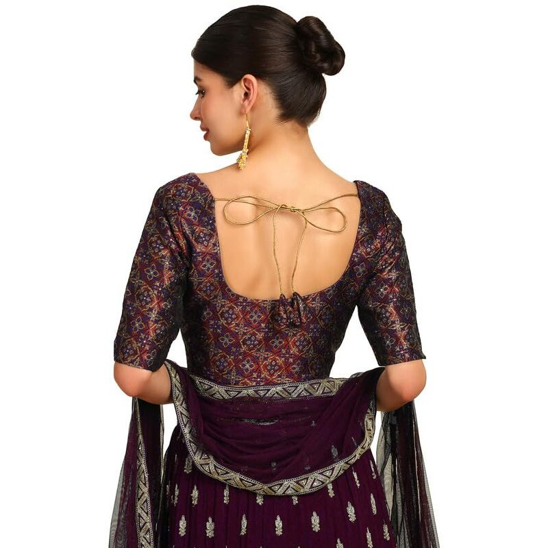 Soch Womens Maroon Woven Design Silk Blend Padded Blouse