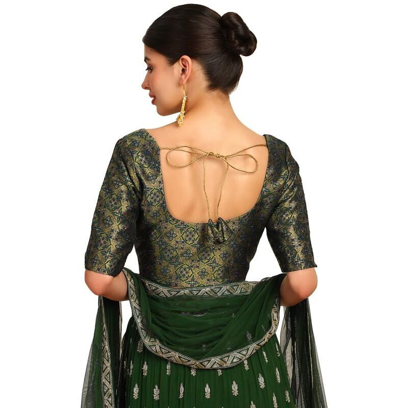 Soch Womens Light Green Woven Design Silk Blend Padded Blouse