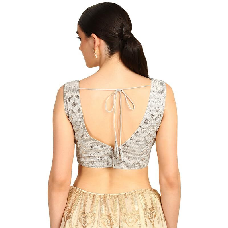 Soch Womens White Sequinned Embellished Georgette Padded Blouse