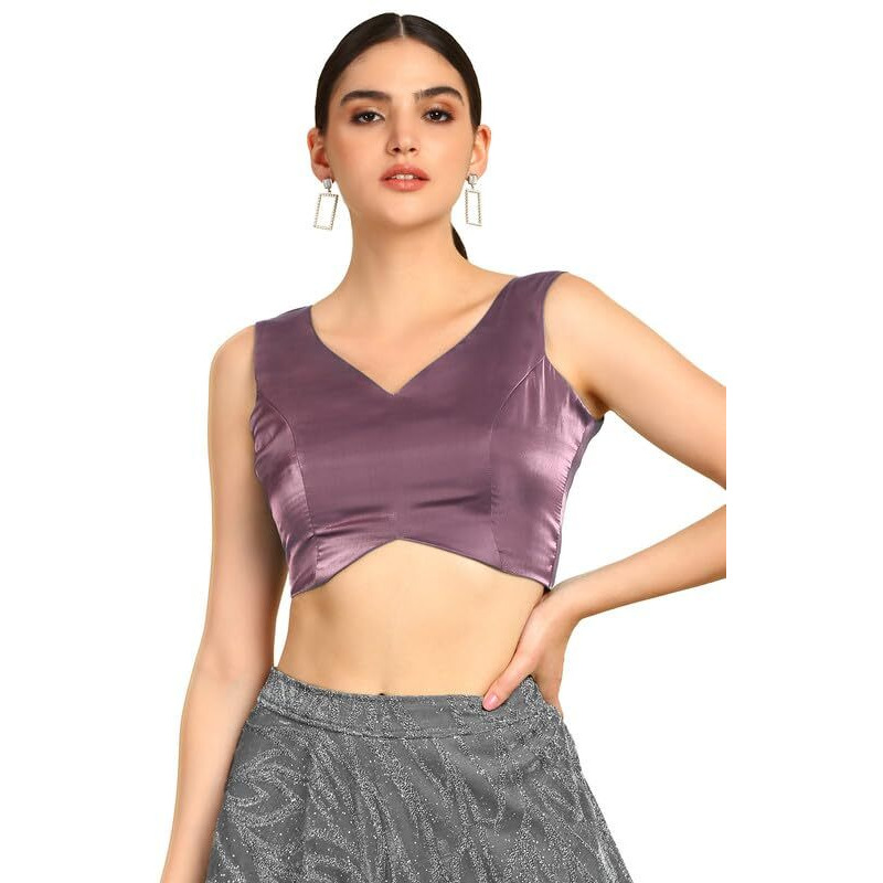 Soch Womens Purple V-Neck Princess Line Tissue Padded Blouse