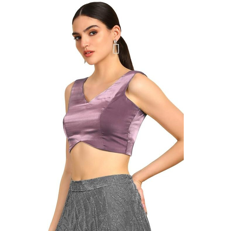 Soch Womens Purple V-Neck Princess Line Tissue Padded Blouse