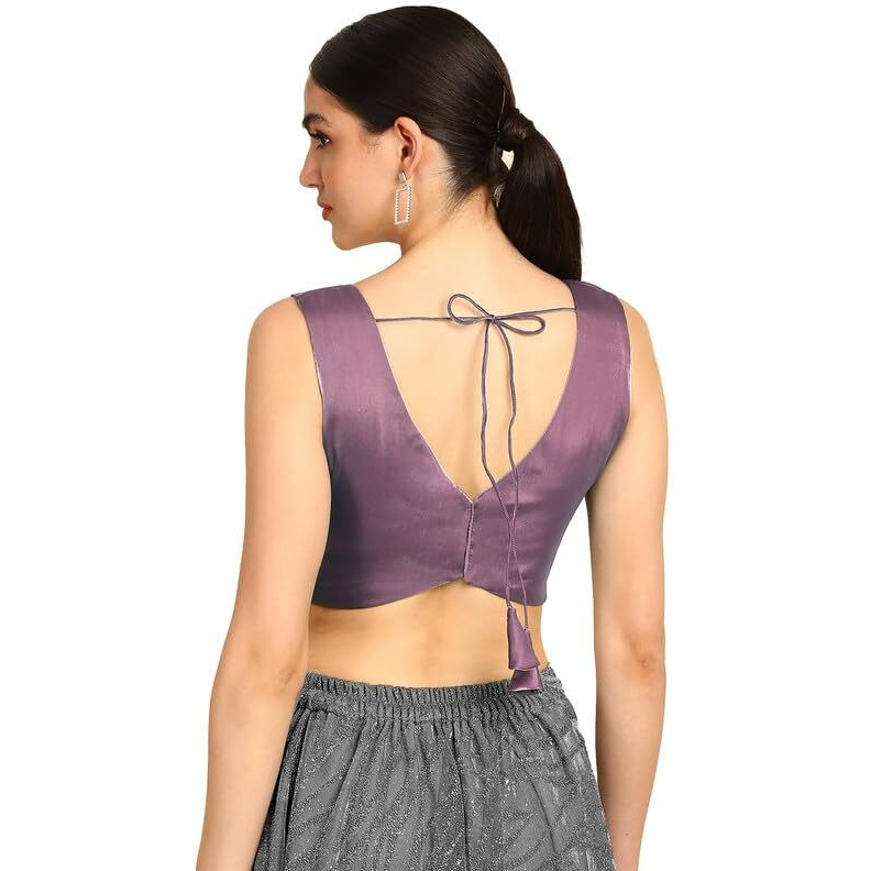 Soch Womens Purple V-Neck Princess Line Tissue Padded Blouse