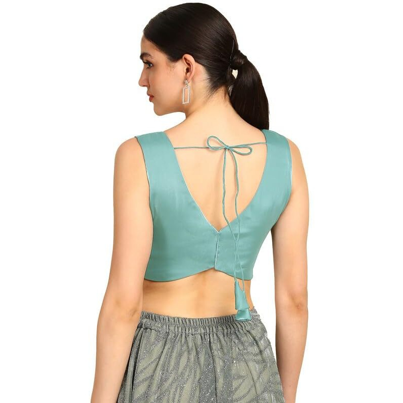 Soch Womens Powder Blue V-Neck Princess Line Tissue Padded Blouse