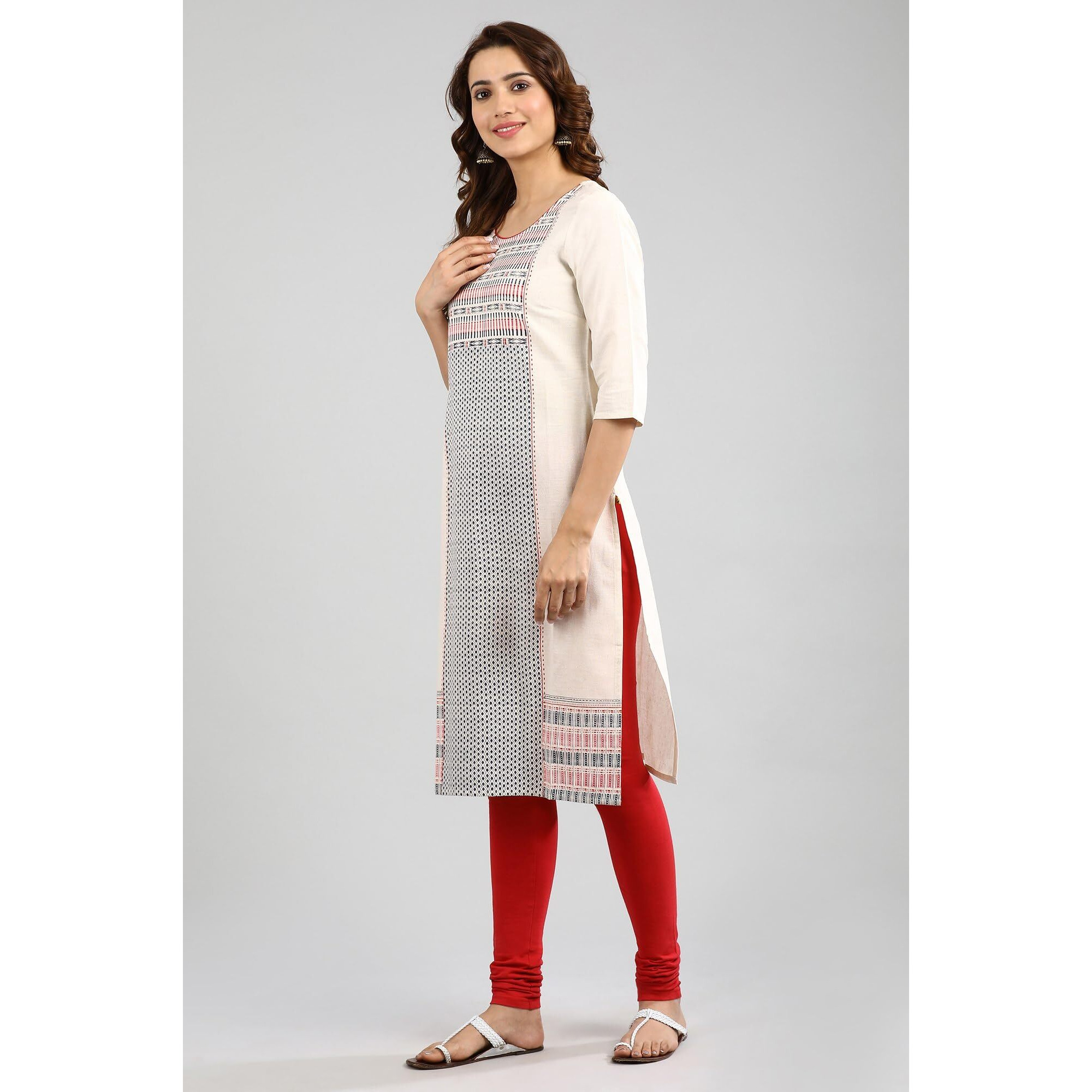 Aurelia Women's Cotton Blend Regular Kurta (22Fea10962-500721_Natural_S)