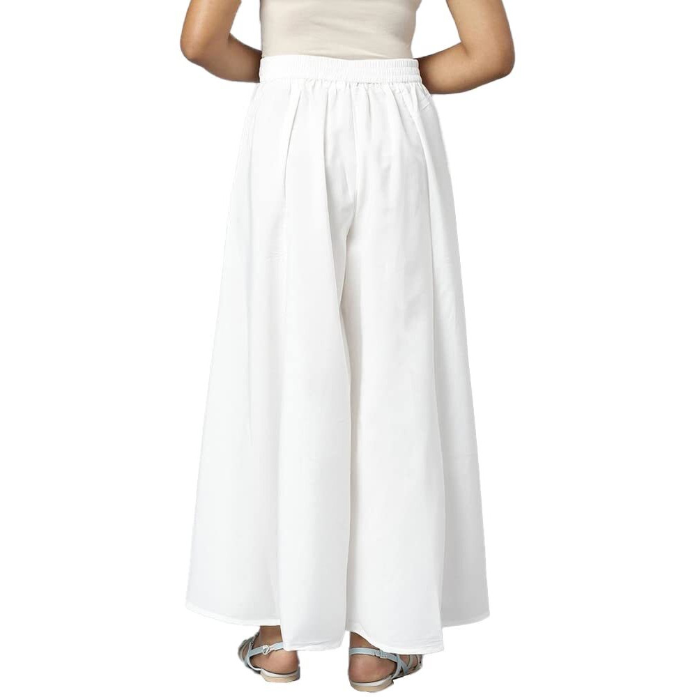 Aurelia White Solid Palazzo Ethnic Bottomwear For Women