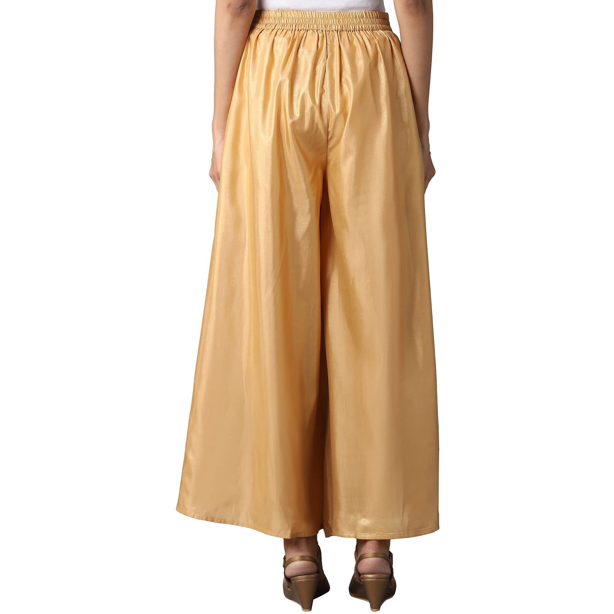 Aurelia Women's Gold Solid Sharara Ethnic Bottomwear