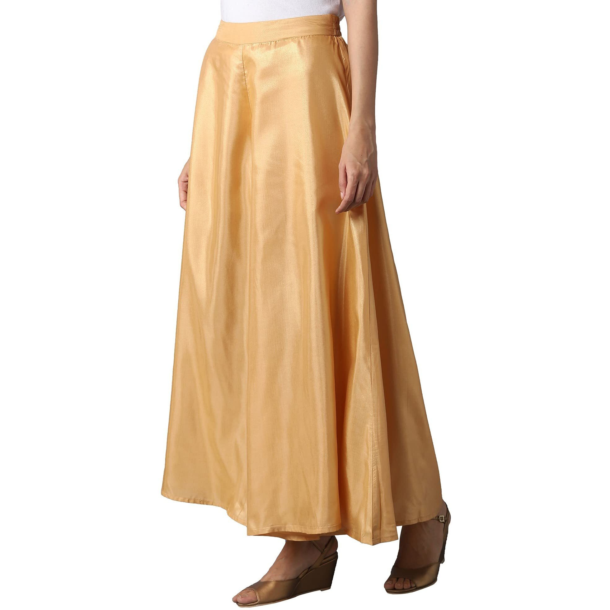Aurelia Women's Gold Solid Sharara Ethnic Bottomwear