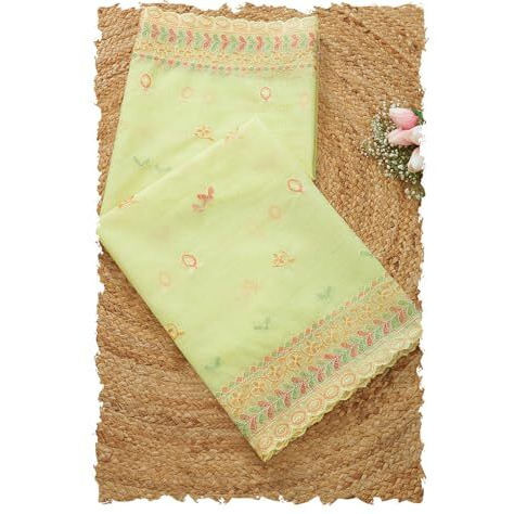 Soch Womens Yellow Kota Embroidered Dupatta With Thread Work