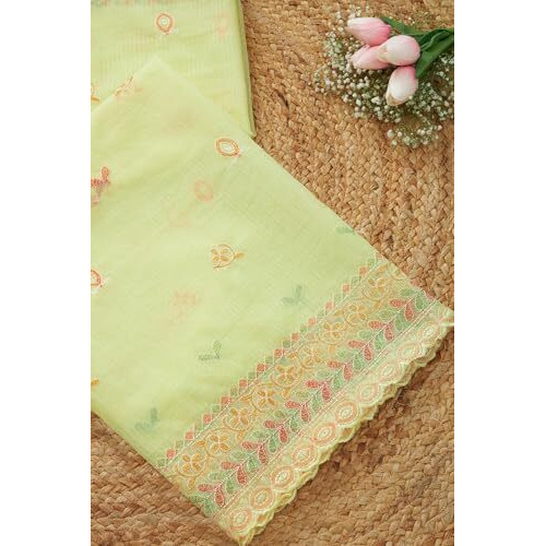 Soch Womens Yellow Kota Embroidered Dupatta With Thread Work