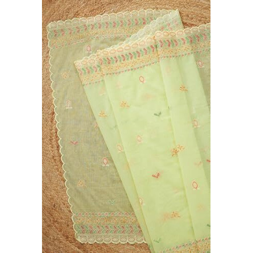 Soch Womens Yellow Kota Embroidered Dupatta With Thread Work
