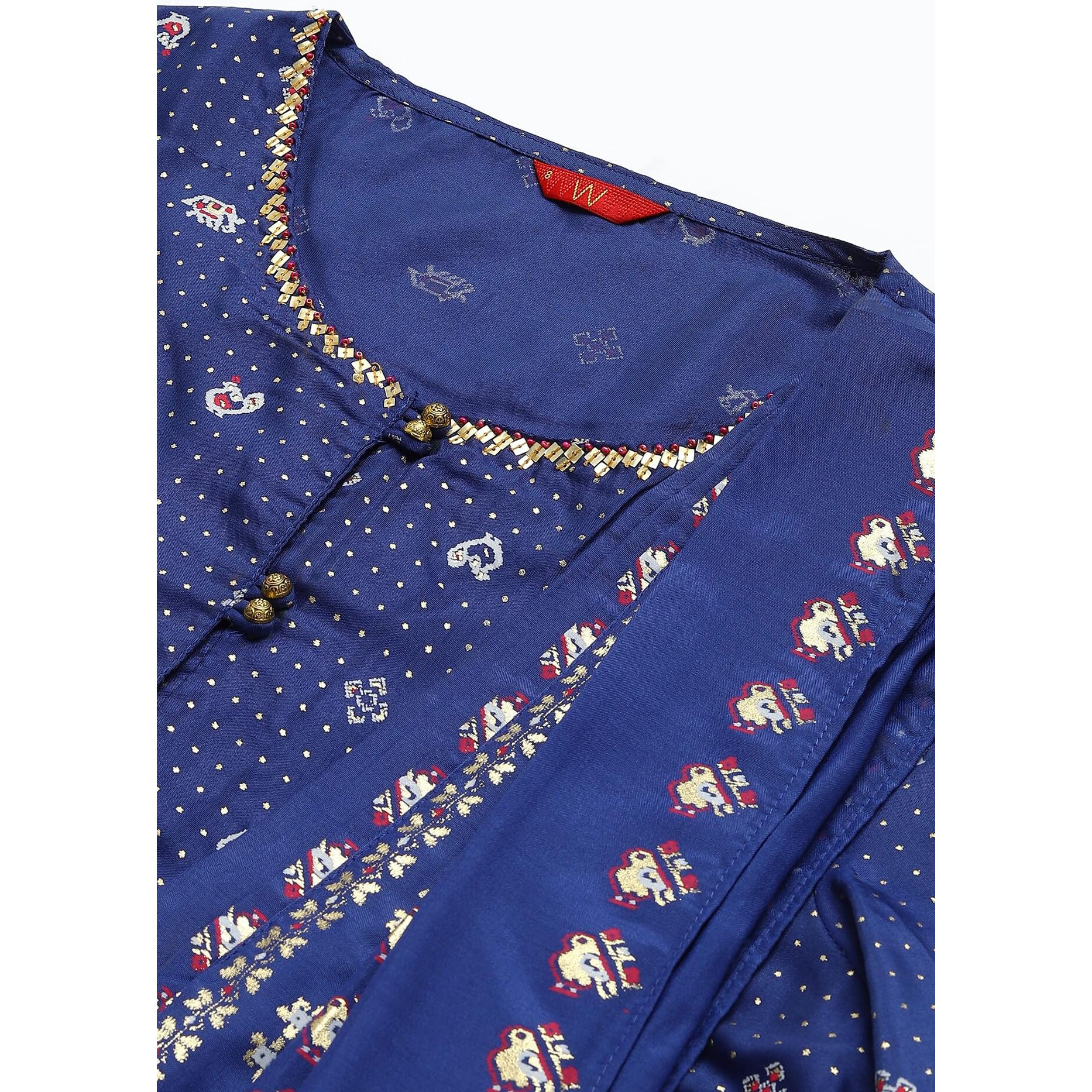 W For Woman Women's Polyester Kurta (22Fews17898-118987_Blue_Xs)