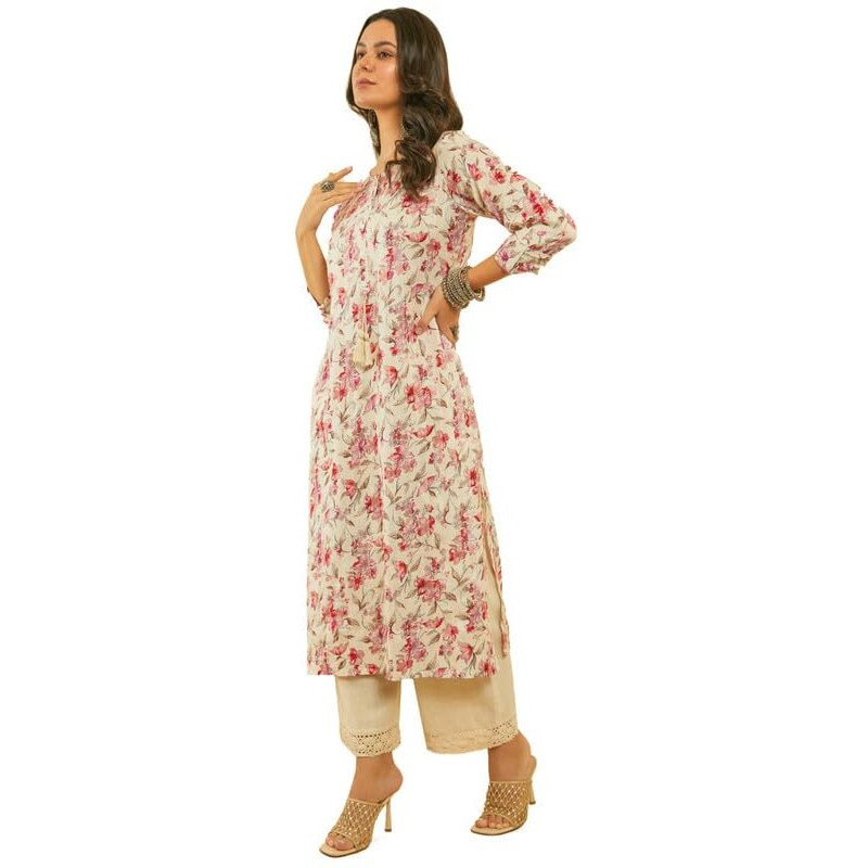 Soch Women's Rayon Regular Fit Kurta (Cwa4Ku60717A_Off White_S)