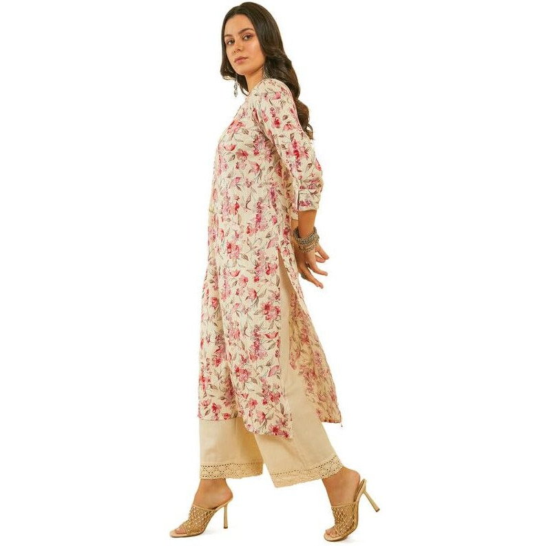Soch Women's Rayon Regular Fit Kurta (Cwa4Ku60717A_Off White_S)
