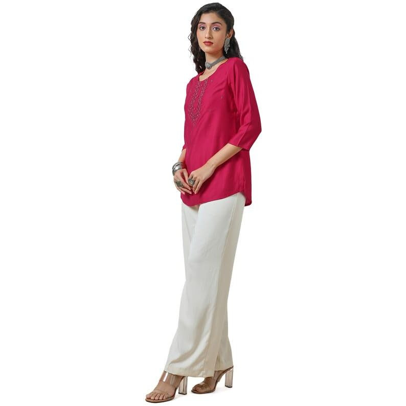 Soch Women's Regular Fit Tunic Shirt (Ewa4Tu30135A_Fuchsia